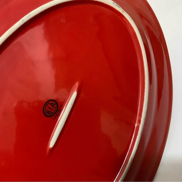 BIA Cordon Bleu 16 inch Red Cable Knit Oval Platter G22 - Picture 7 of 8